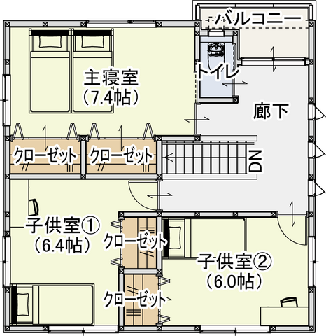 【津山市小原】白を基調とした住みよい2階建ての間取り画像